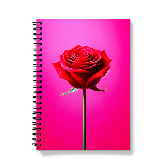 Red Rose Pink Spiral Notebook