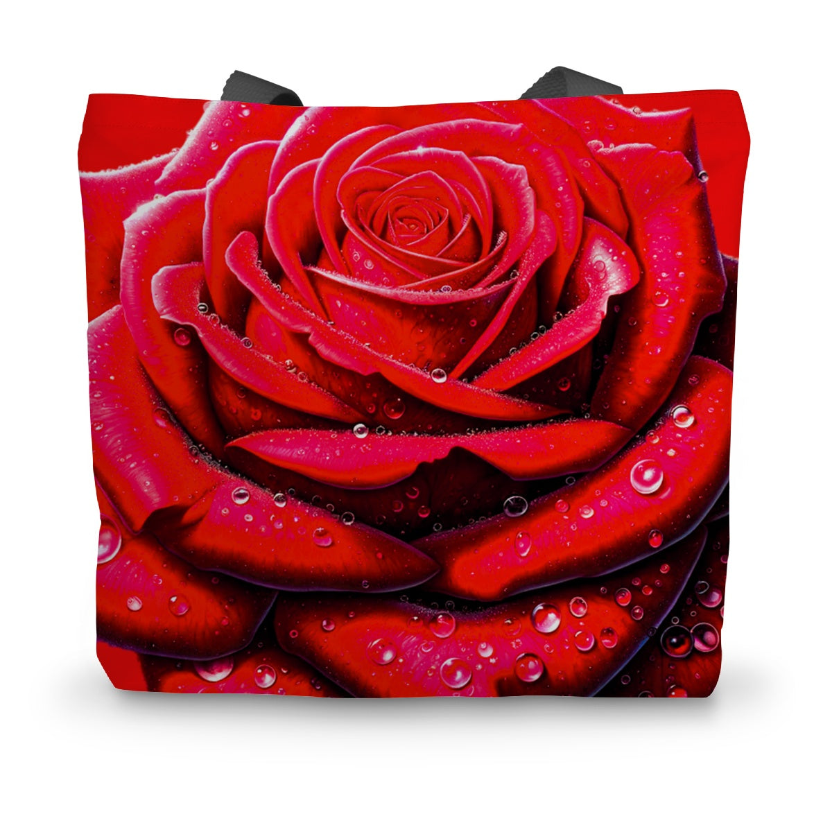 Red Rose Waterdrops Canvas Tote Bag