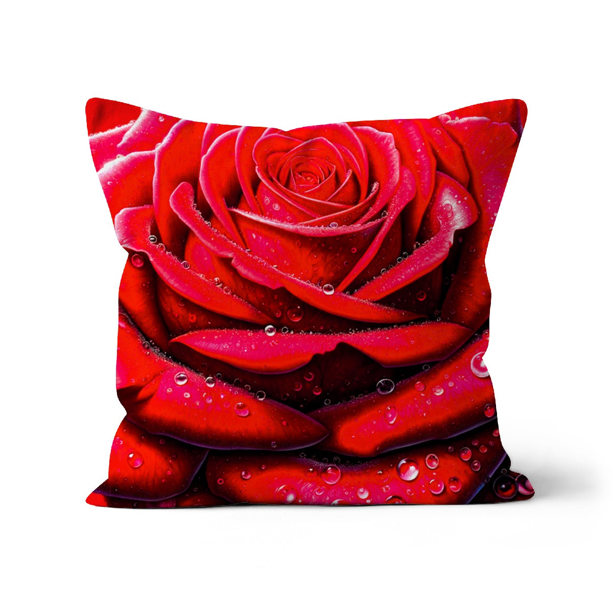 Red Rose Waterdrops Cushion