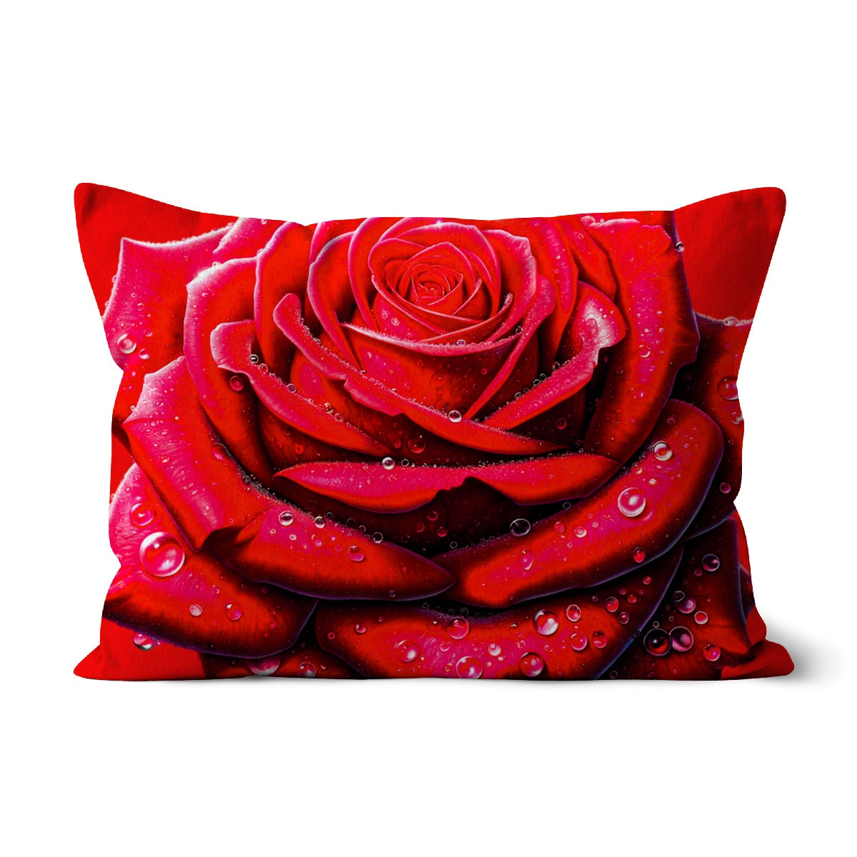 Red Rose Waterdrops Cushion