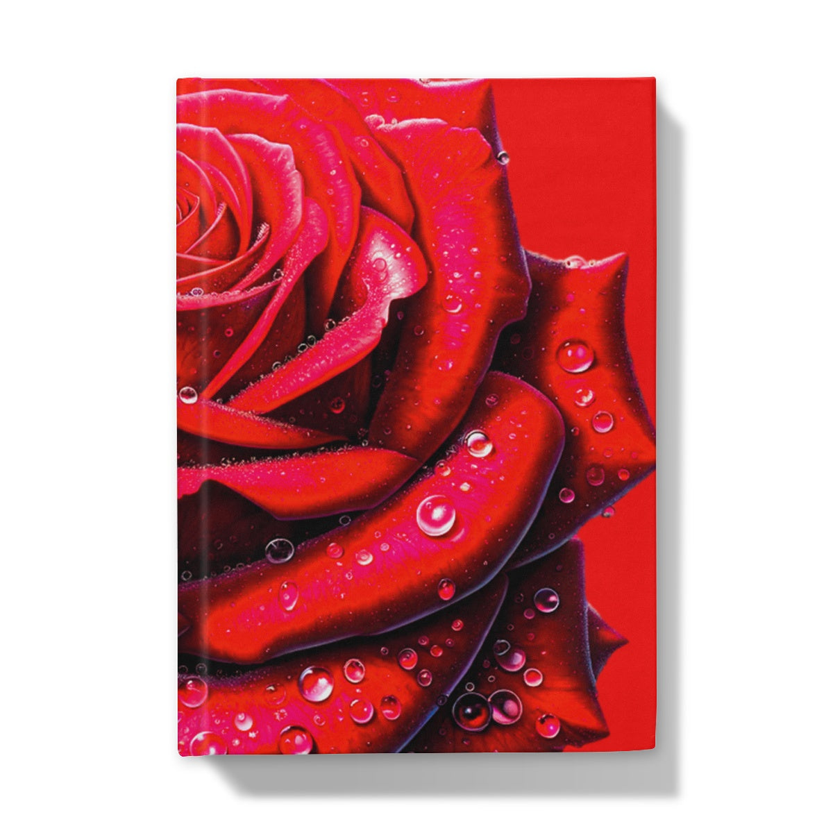 Red Rose Waterdrops Hardback Journal