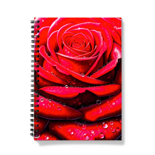 Red Rose Waterdrops Spiral Notebook