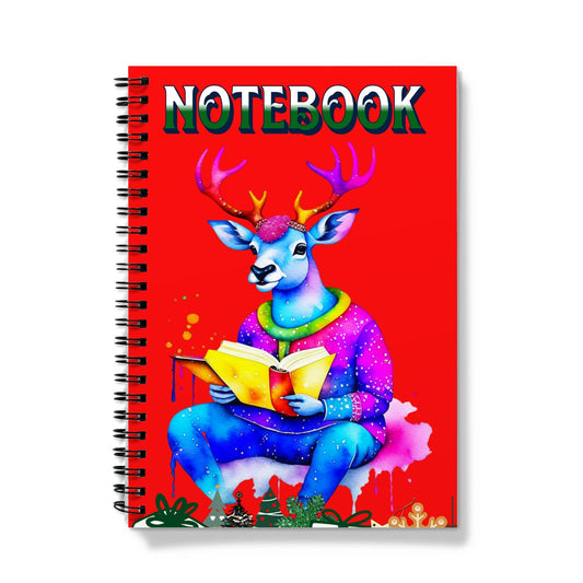 Reindeer Christmas Book Reader Spiral Notebook