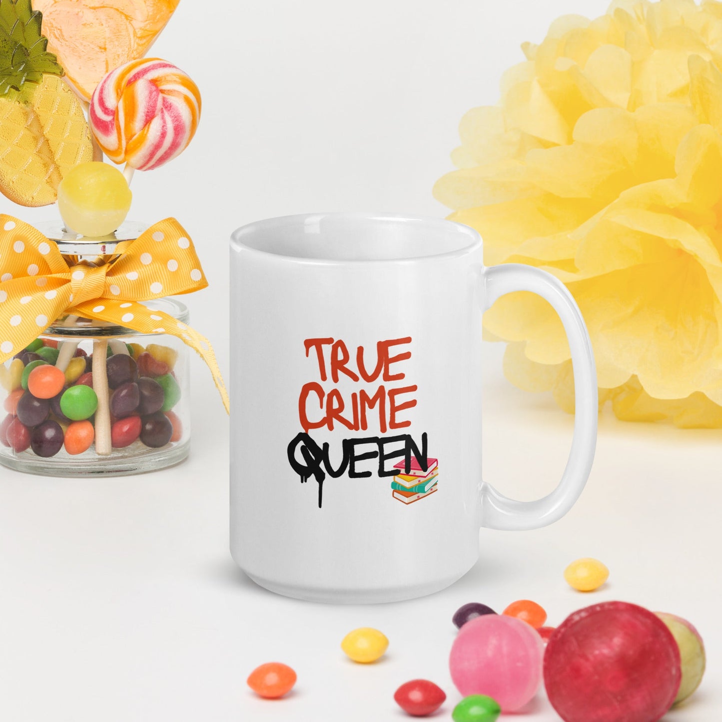 True Crime Queen White Glossy Mug