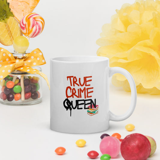 True Crime Queen White Glossy Mug