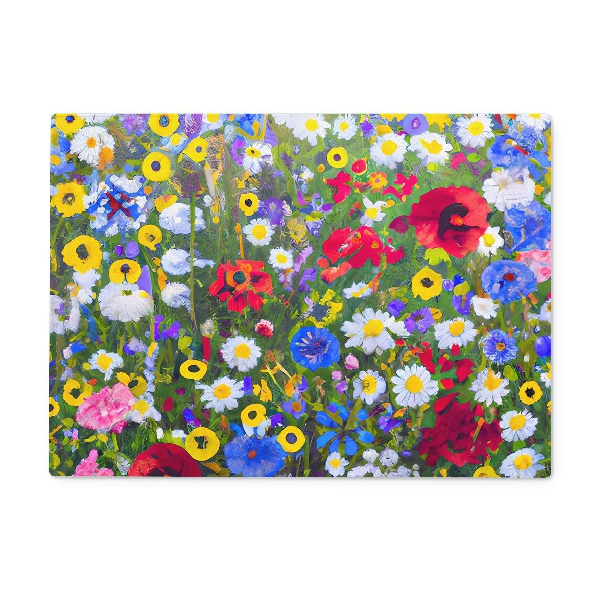 Digital Wildflowers Glass Chopping Board