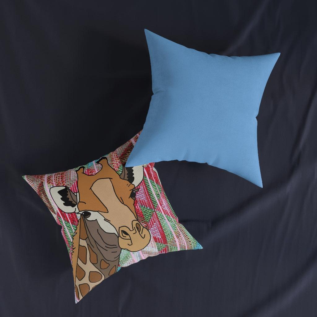 African Giraffe Blue Cushion with Insert.