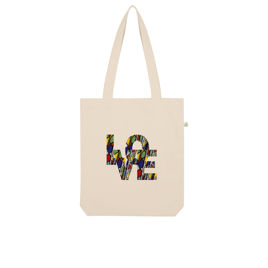 Love African Print Organic Tote Bag