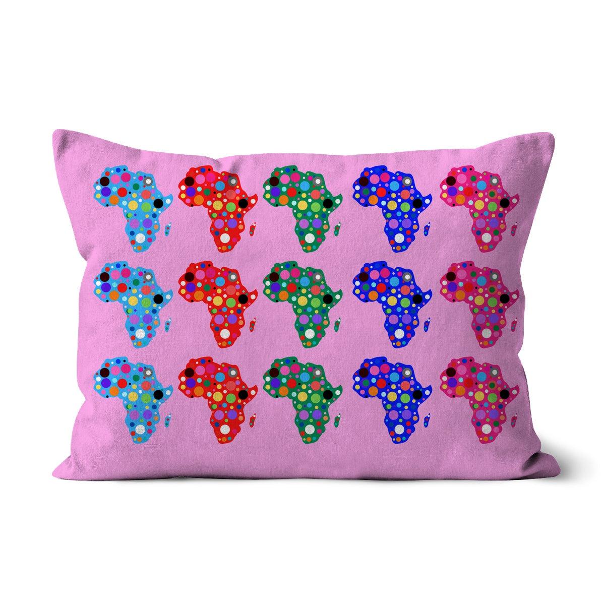 African Dotted Maps Pink Cushion