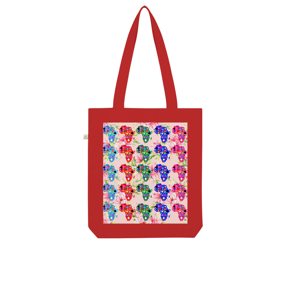 African Dotted Maps Floral Organic Tote Bag