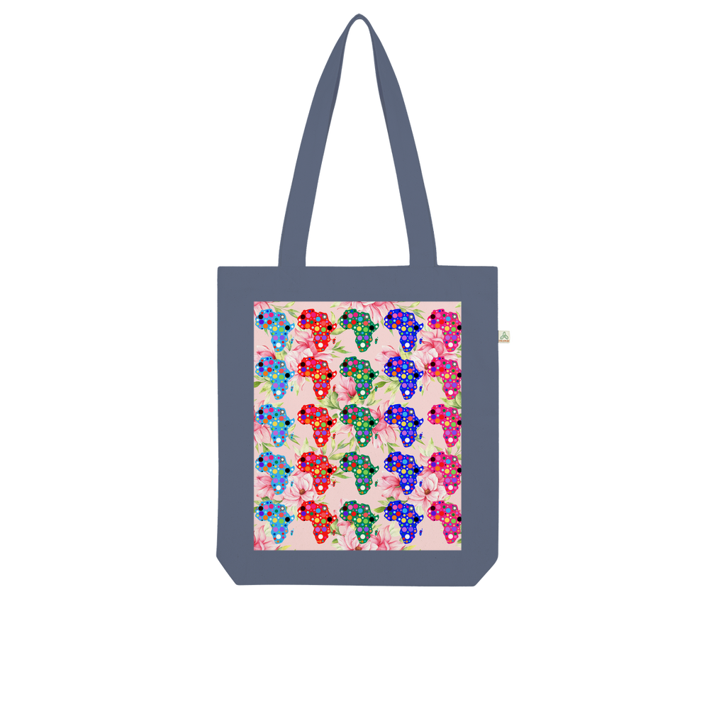 African Dotted Maps Floral Organic Tote Bag