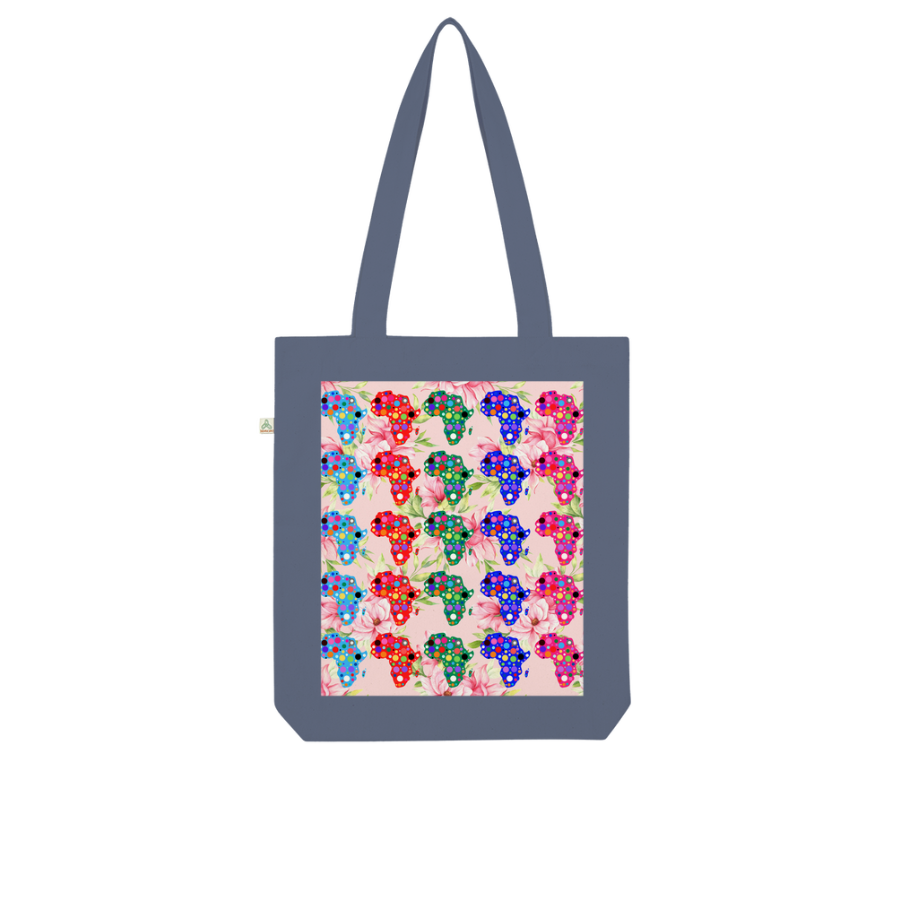 African Dotted Maps Floral Organic Tote Bag