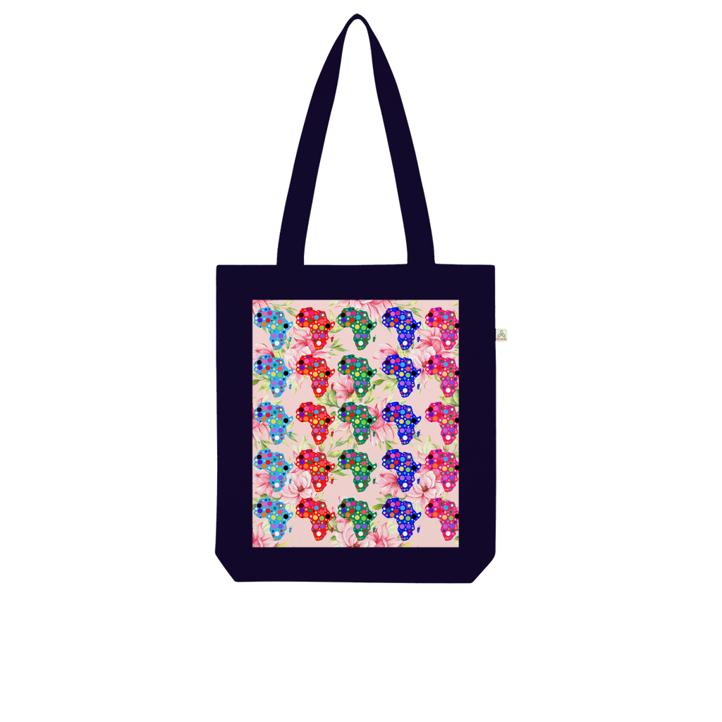 African Dotted Maps Floral Organic Tote Bag