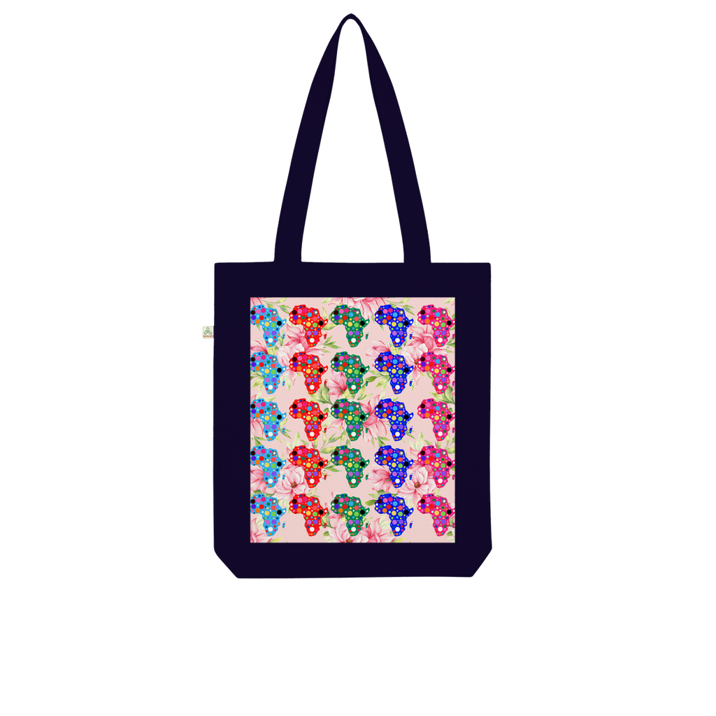 African Dotted Maps Floral Organic Tote Bag