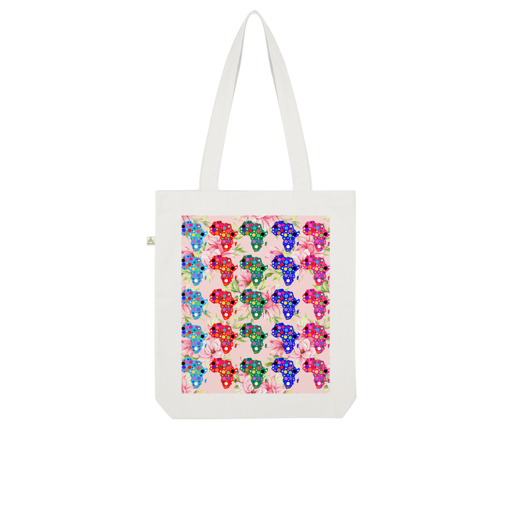 African Dotted Maps Floral Organic Tote Bag