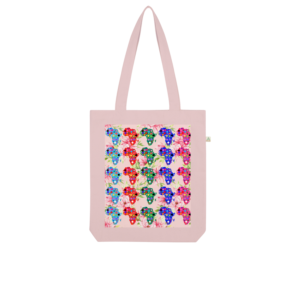 African Dotted Maps Floral Organic Tote Bag