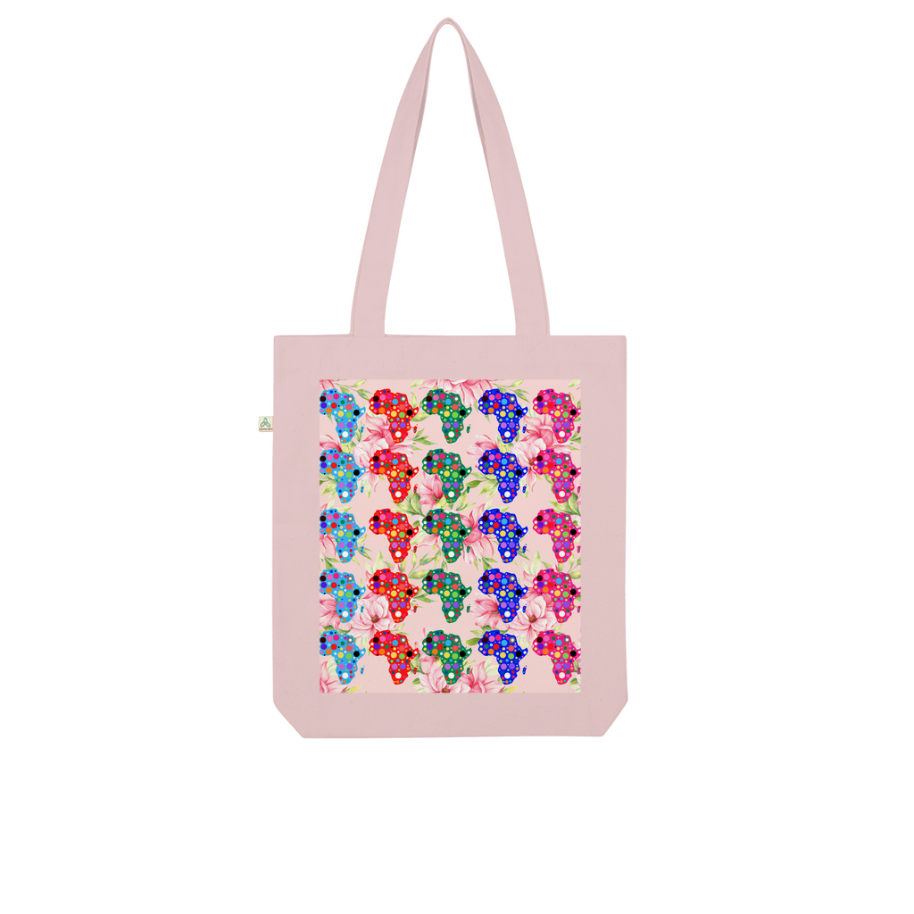 African Dotted Maps Floral Organic Tote Bag