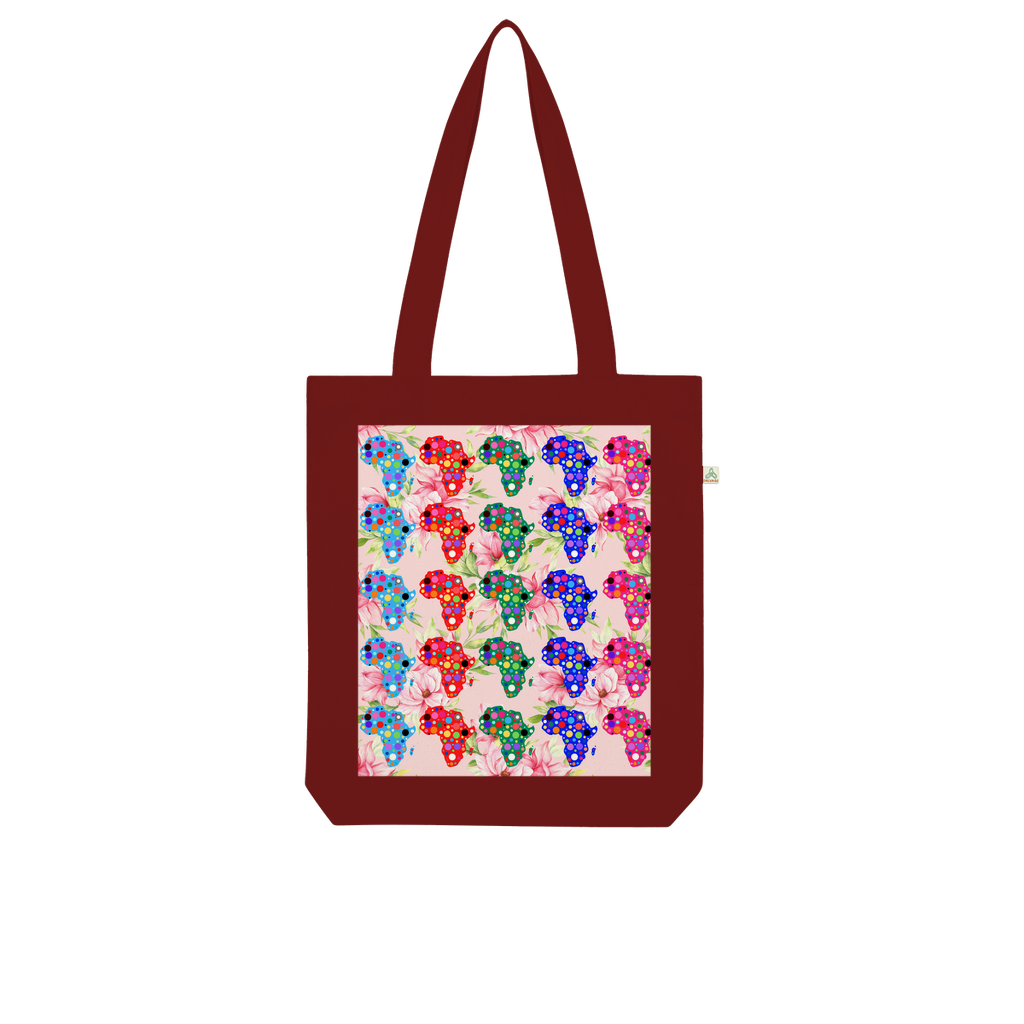 African Dotted Maps Floral Organic Tote Bag