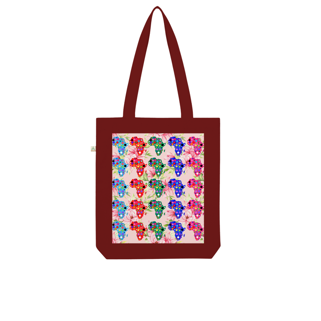 African Dotted Maps Floral Organic Tote Bag