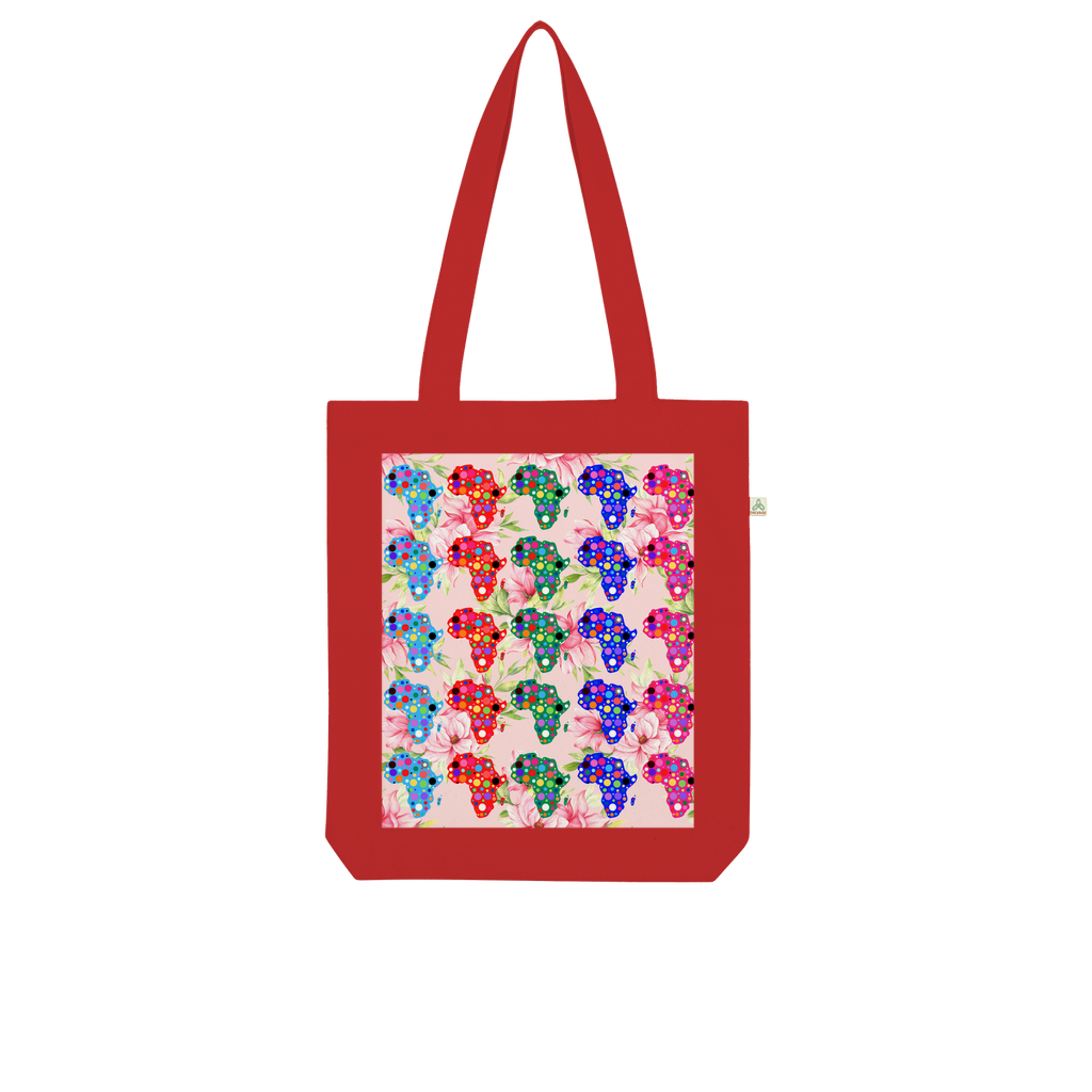 African Dotted Maps Floral Organic Tote Bag