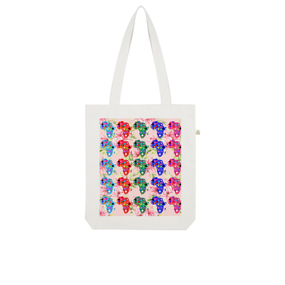 African Dotted Maps Floral Organic Tote Bag