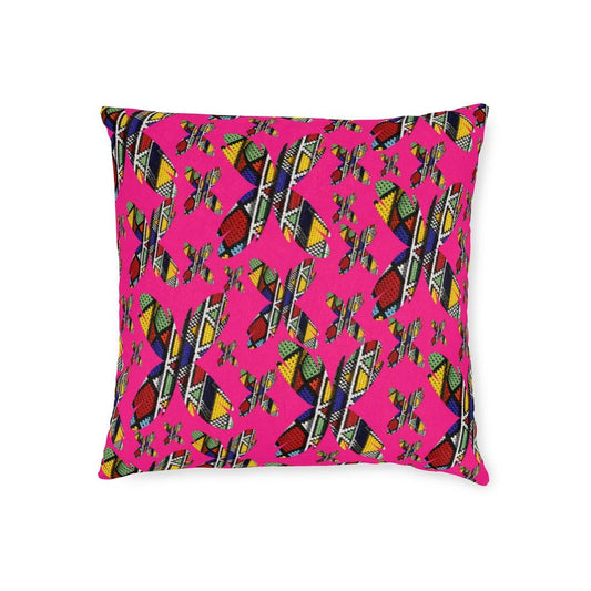 African Pattern Cross Pink Cushion with Insert.