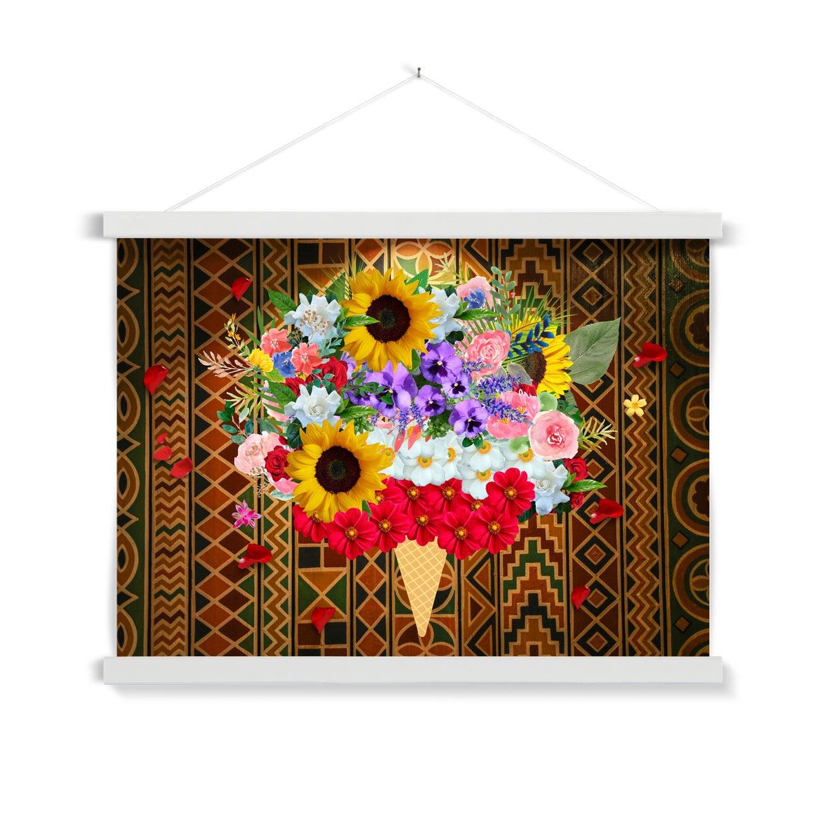 African Pattern Ice Cream Flowers Print with Hanger.