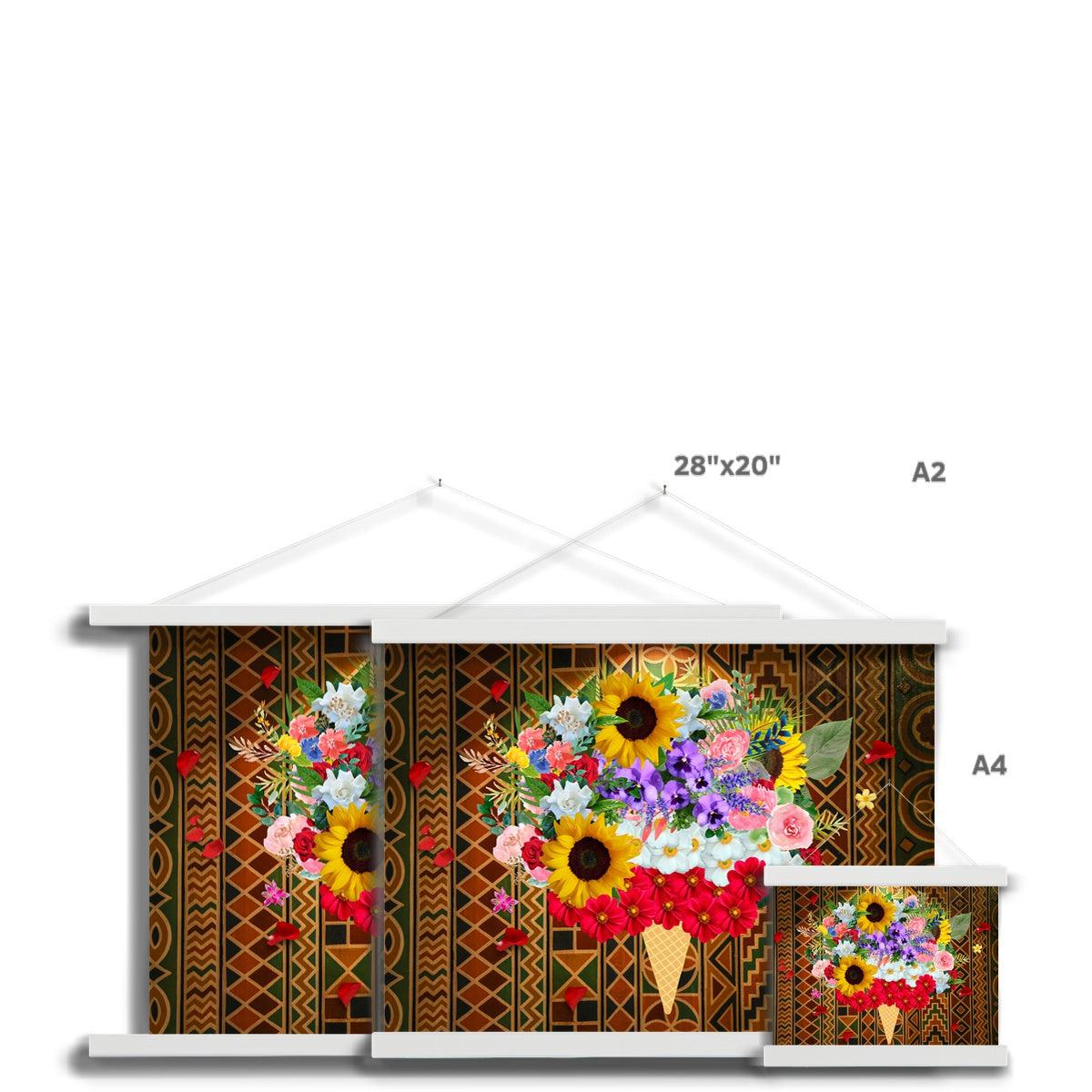 African Pattern Ice Cream Flowers Print with Hanger.