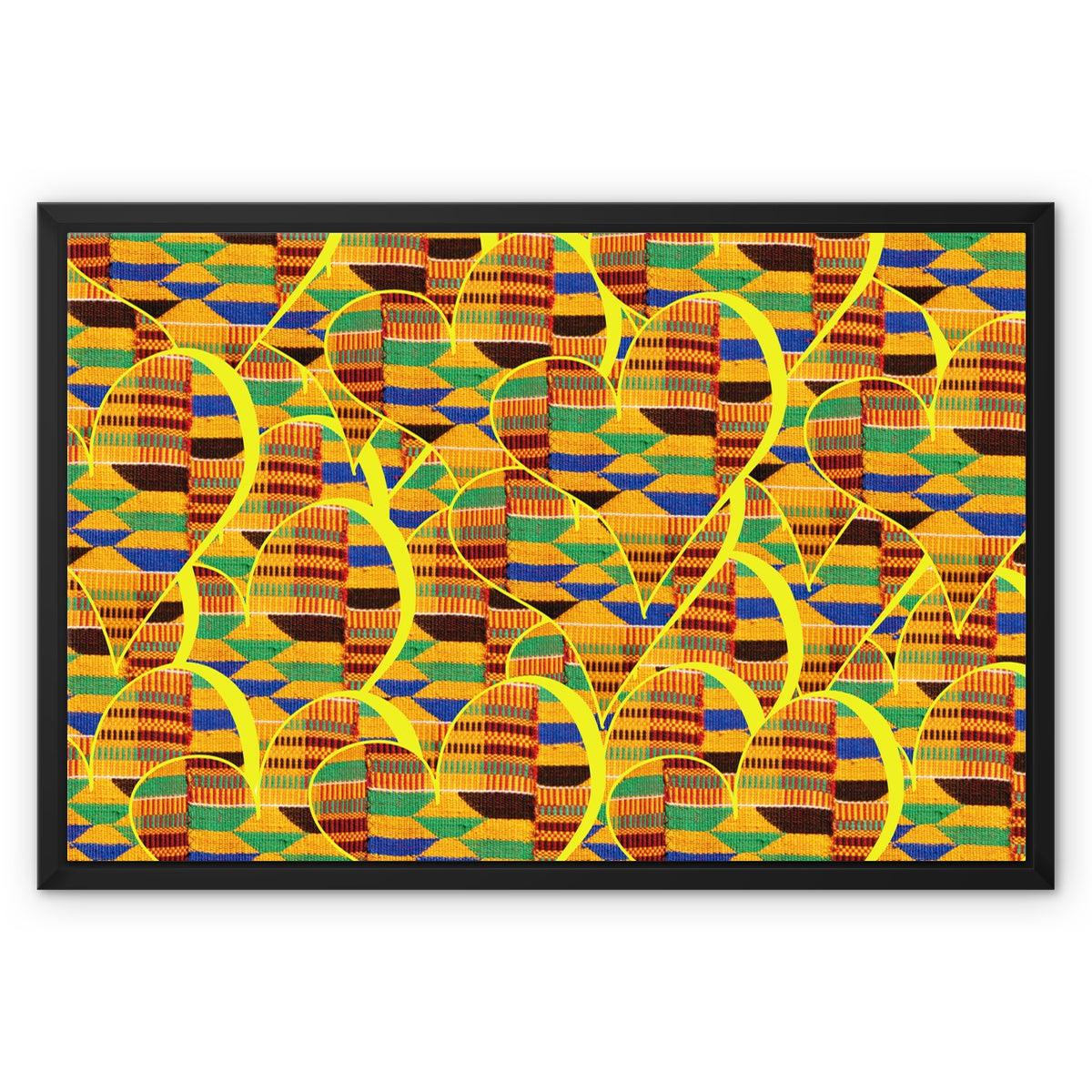 African Pattern Yellow Framed Canvas Print.