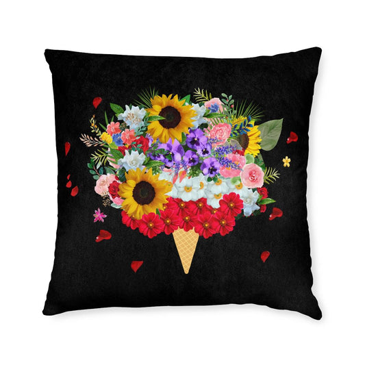 Black Ice Cream Flowers Cushion with Insert