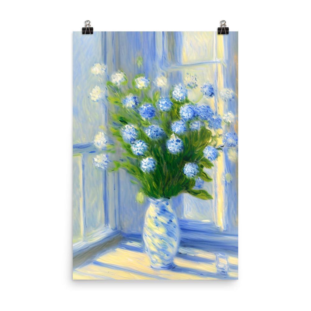 Blue Flowers Photo Poster Print