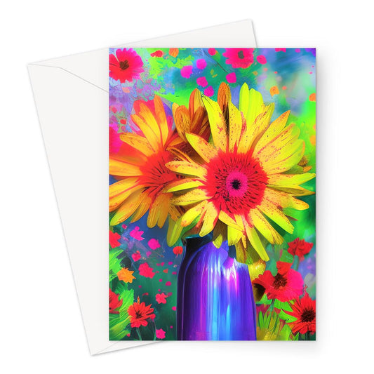 Blue Vase Flowers Greeting Card