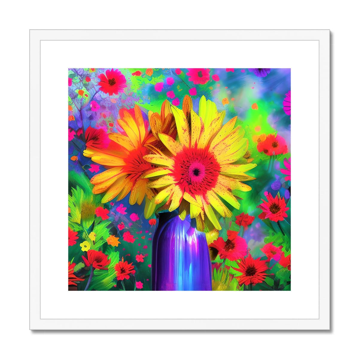 Blue Vase Flowers Framed & Mounted Print