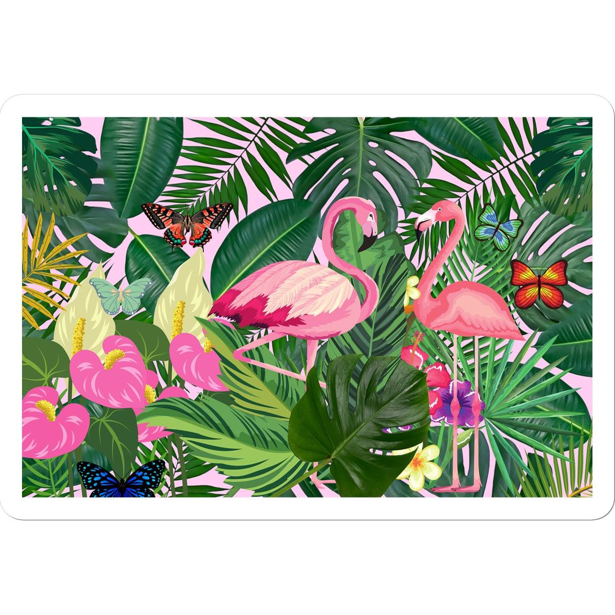 Botanical Leaves Pink Flamingo Sticker