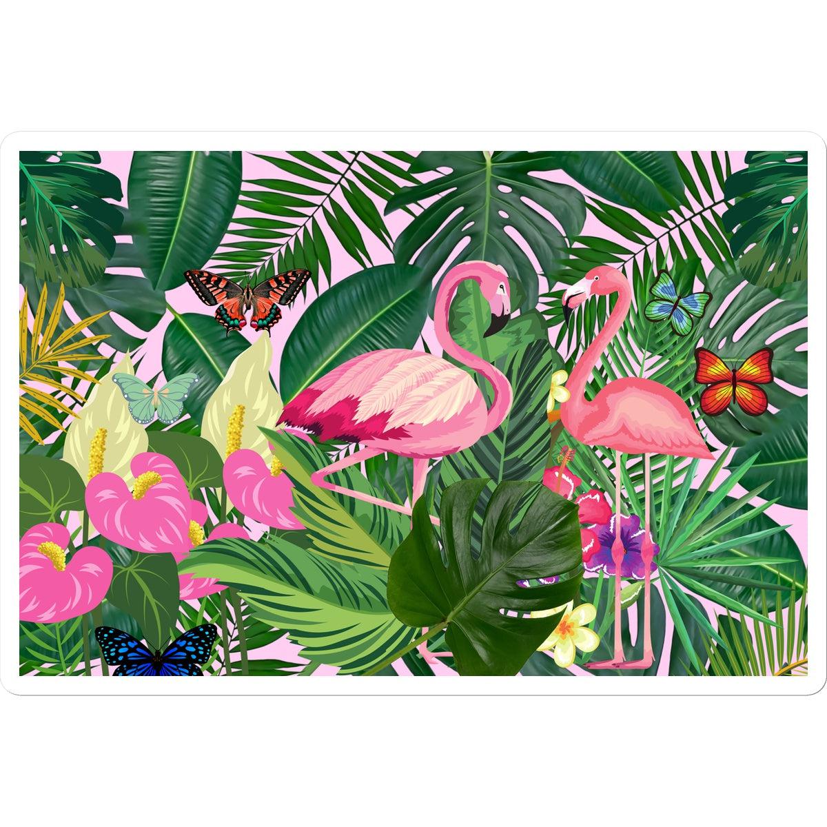 Botanical Leaves Pink Flamingo Sticker