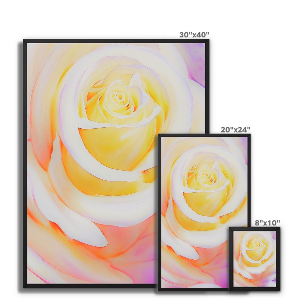 Cream Rose Framed Canvas