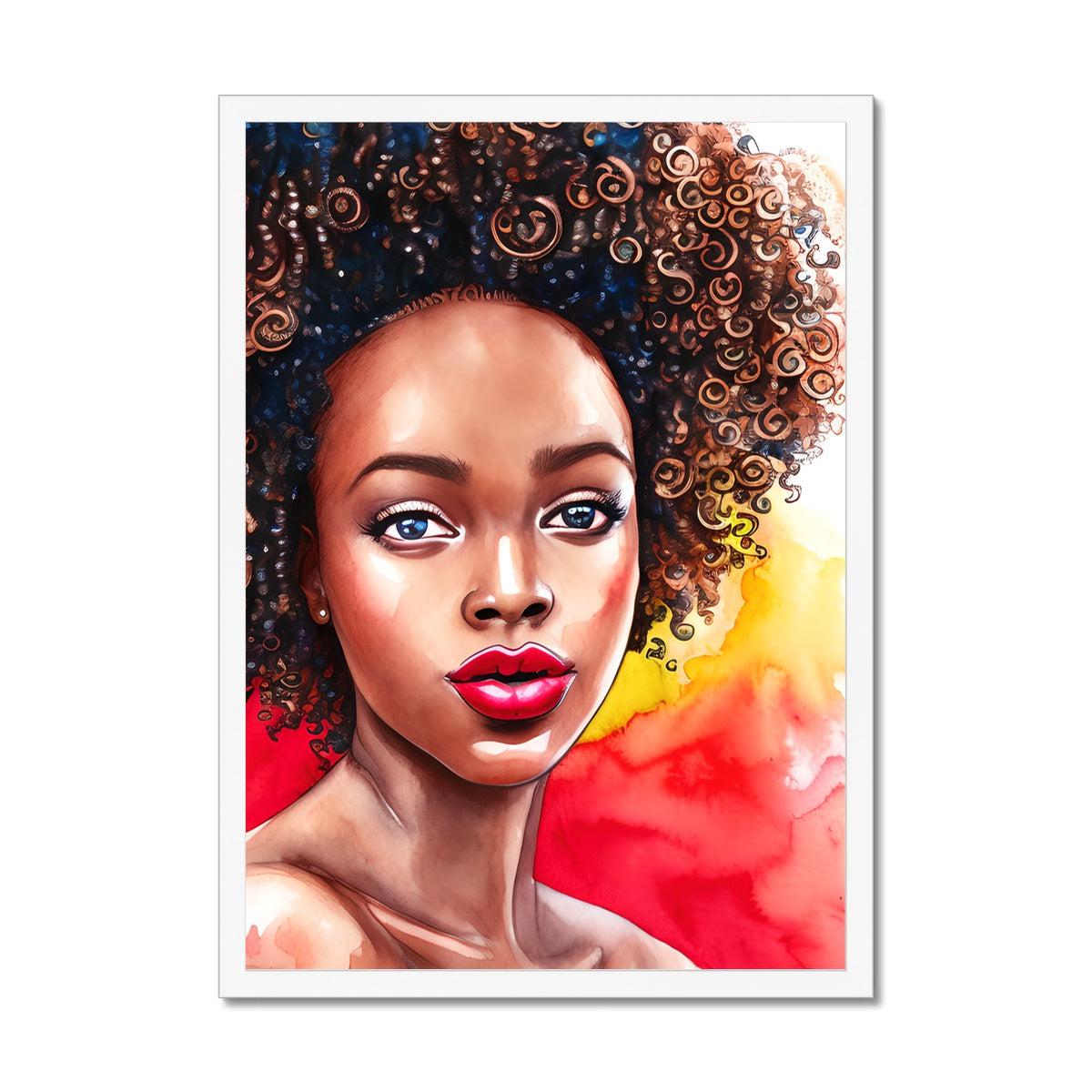 Black Woman Art - Big Curls Framed Print