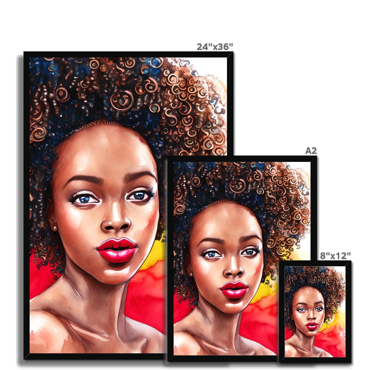 Black Woman Art - Big Curls Framed Print