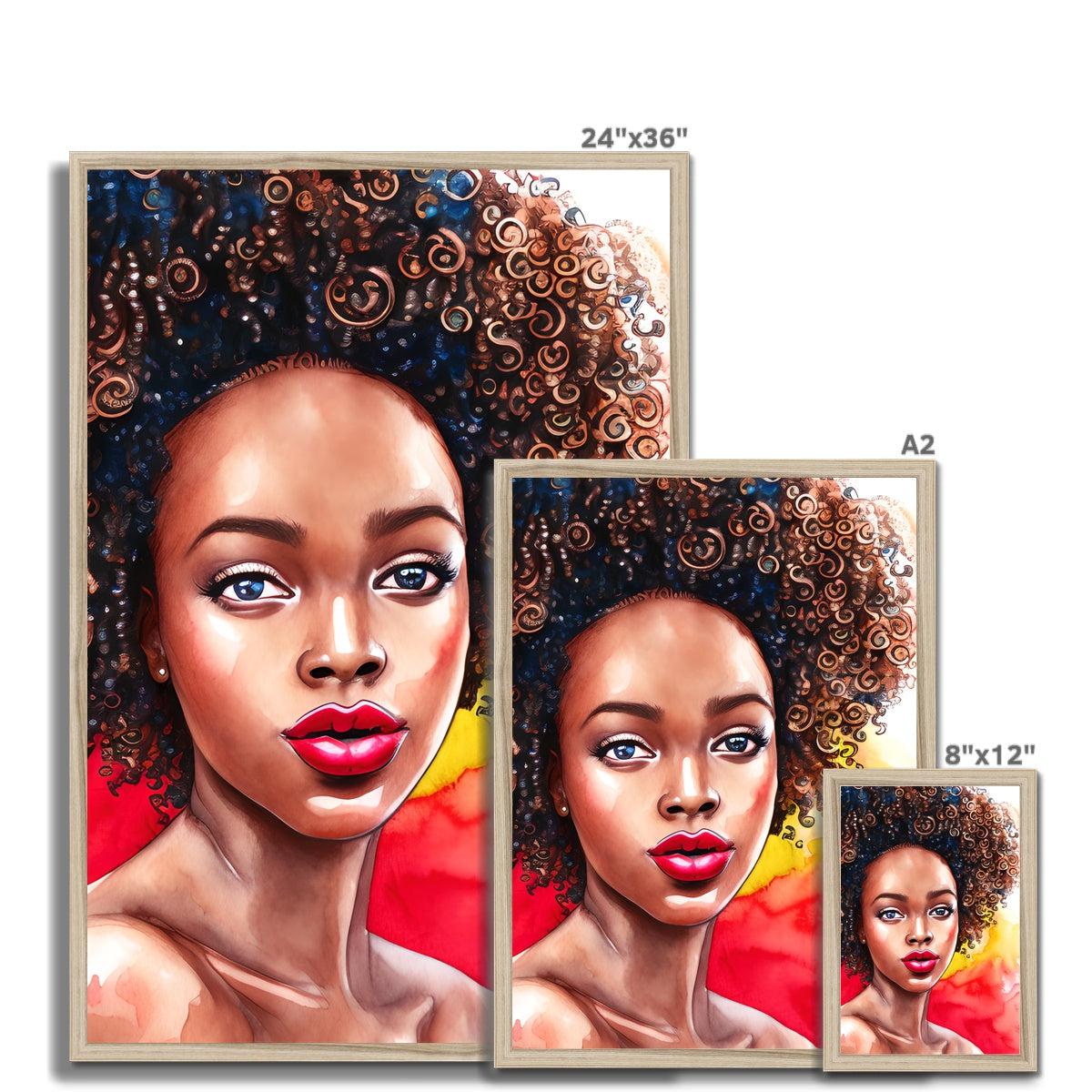 Black Woman Art - Big Curls Framed Print