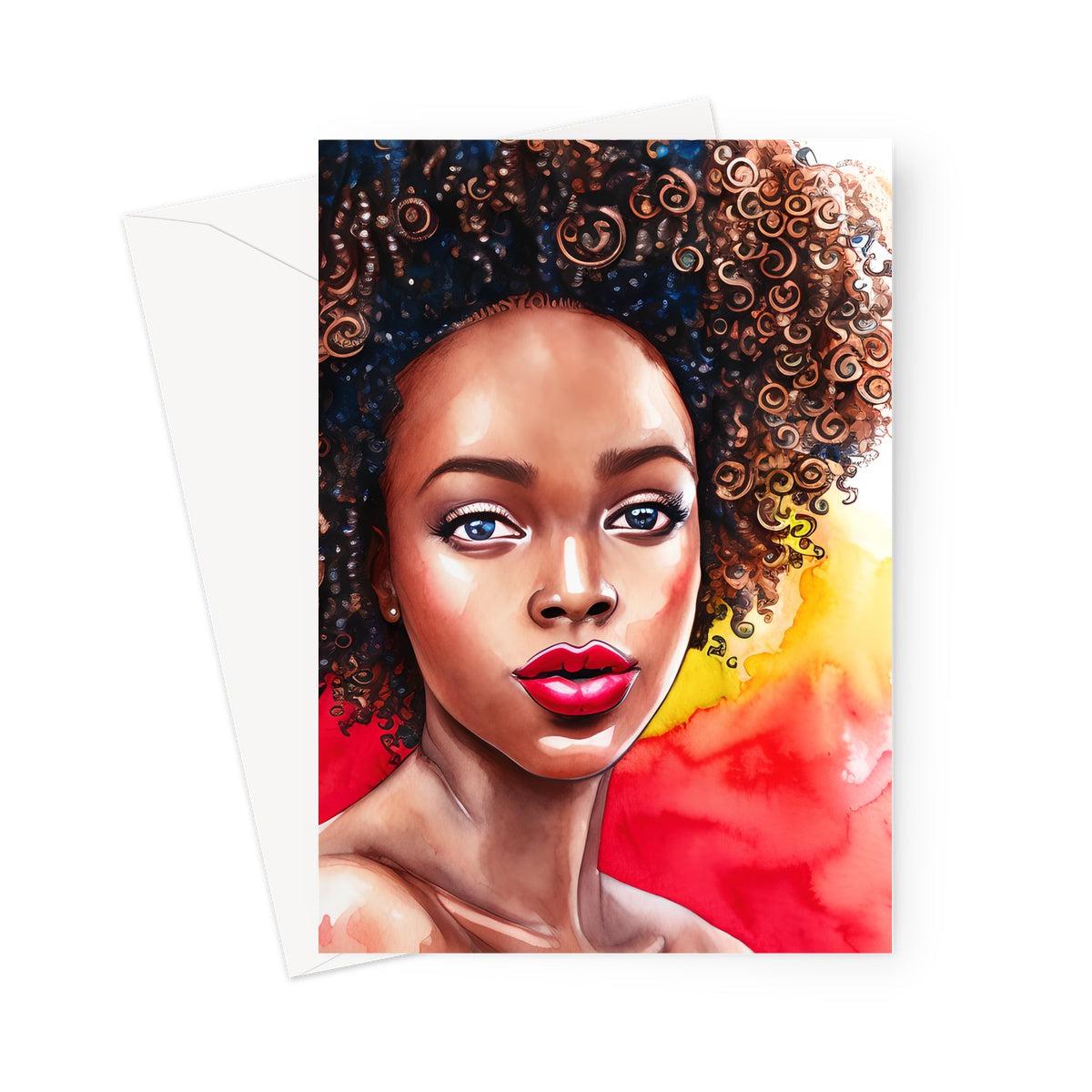 Black Woman Art - Big Curls Greeting Card