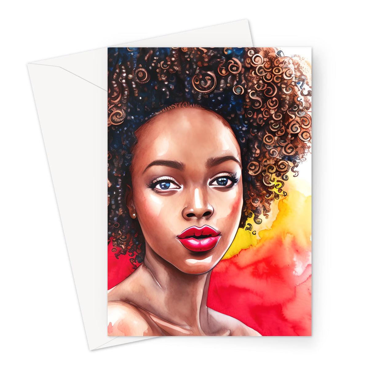 Black Woman Art - Big Curls Greeting Card