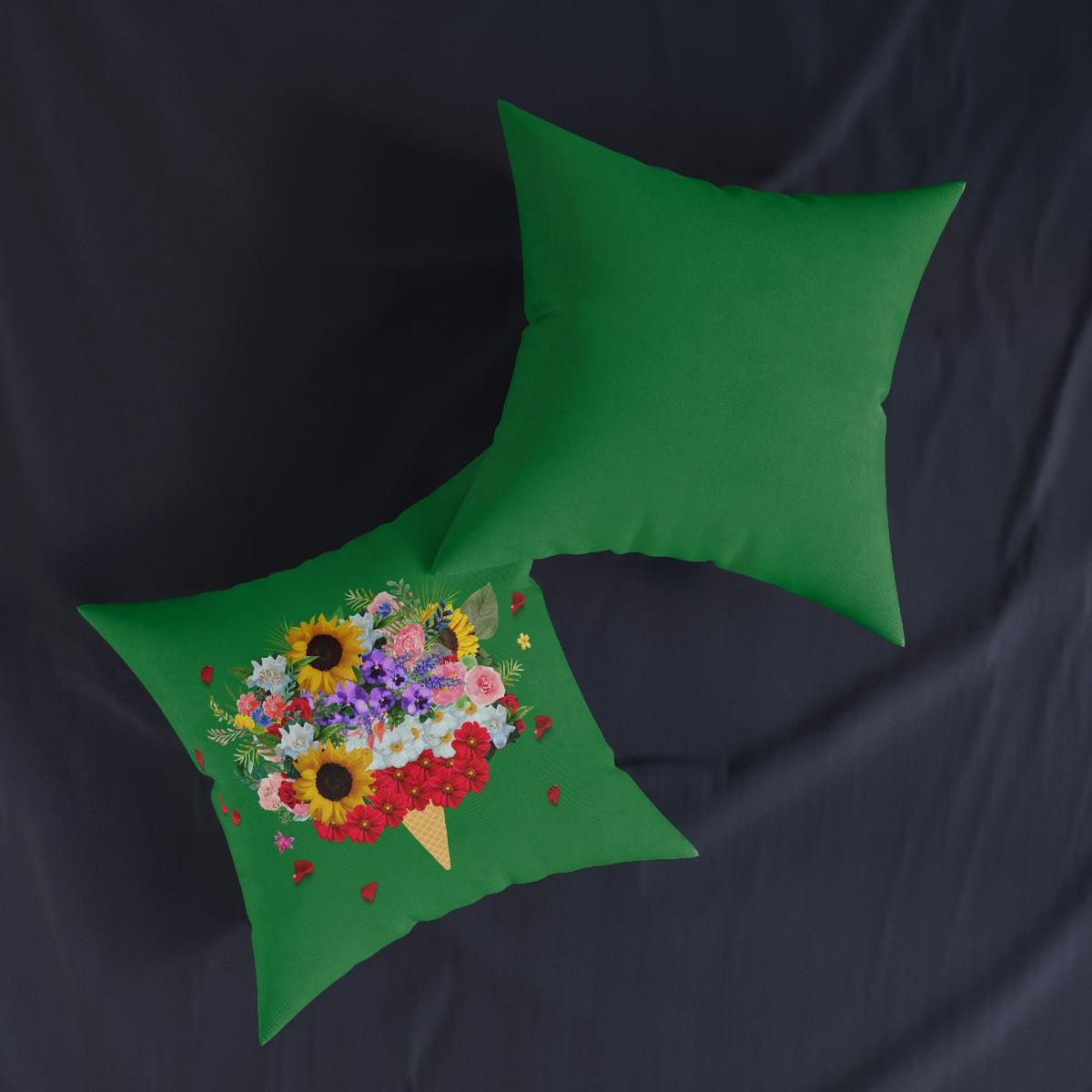 Green Ice Cream Flowers Cushion with Insert