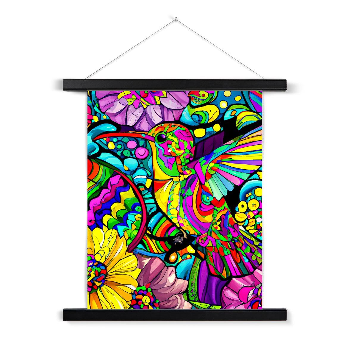 Hummingbird Floral Fine Art Print with Hanger