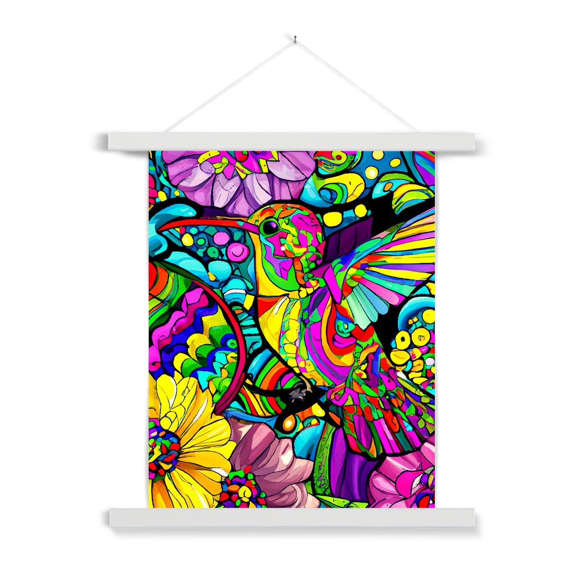 Hummingbird Floral Fine Art Print with Hanger