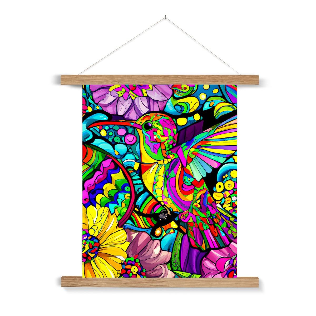 Hummingbird Floral Fine Art Print with Hanger