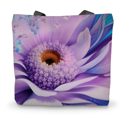 Lilac Blue Digital Flower Canvas Tote Bag