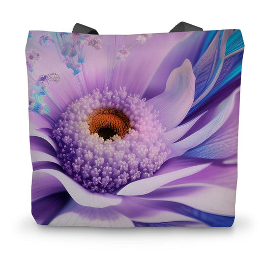 Lilac Blue Digital Flower Canvas Tote Bag