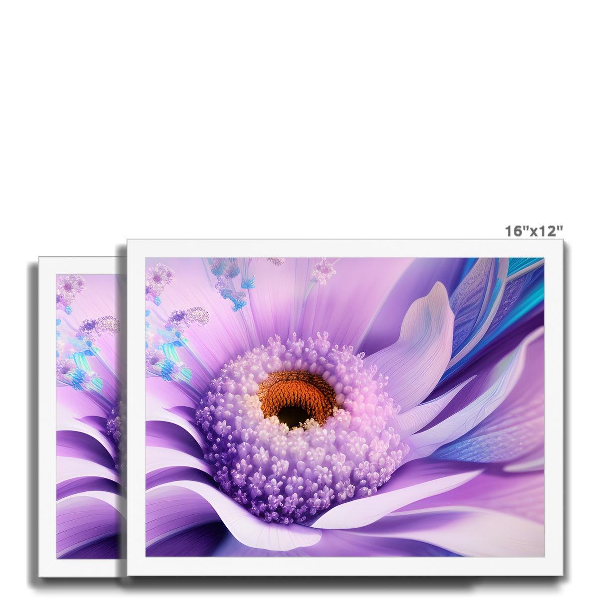 Lilac Blue Digital Flower Framed Print