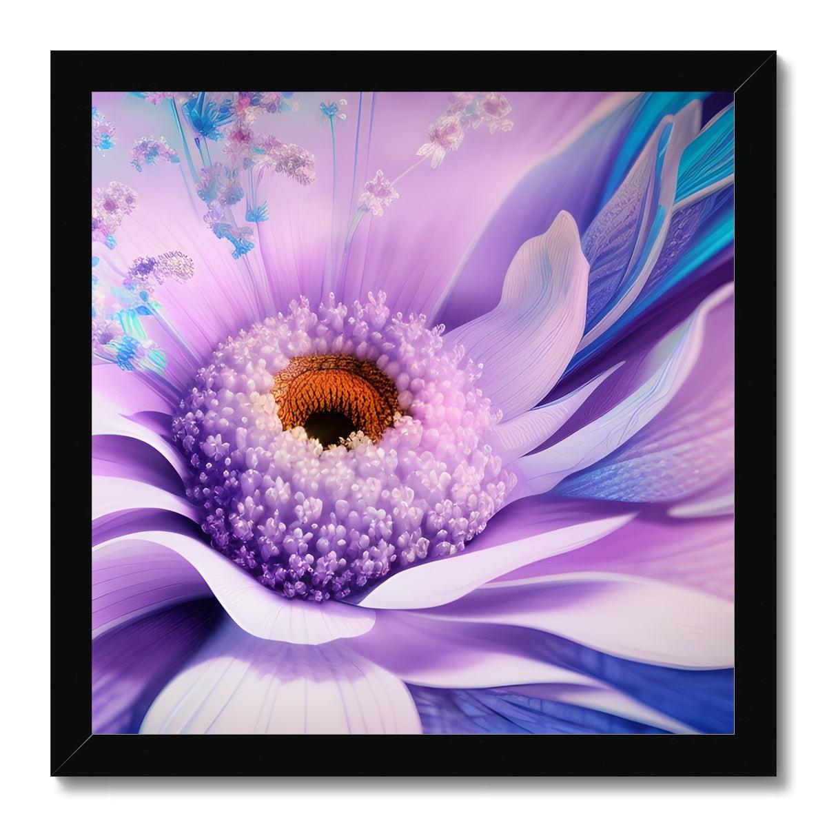 Lilac Blue Digital Flower Framed Print