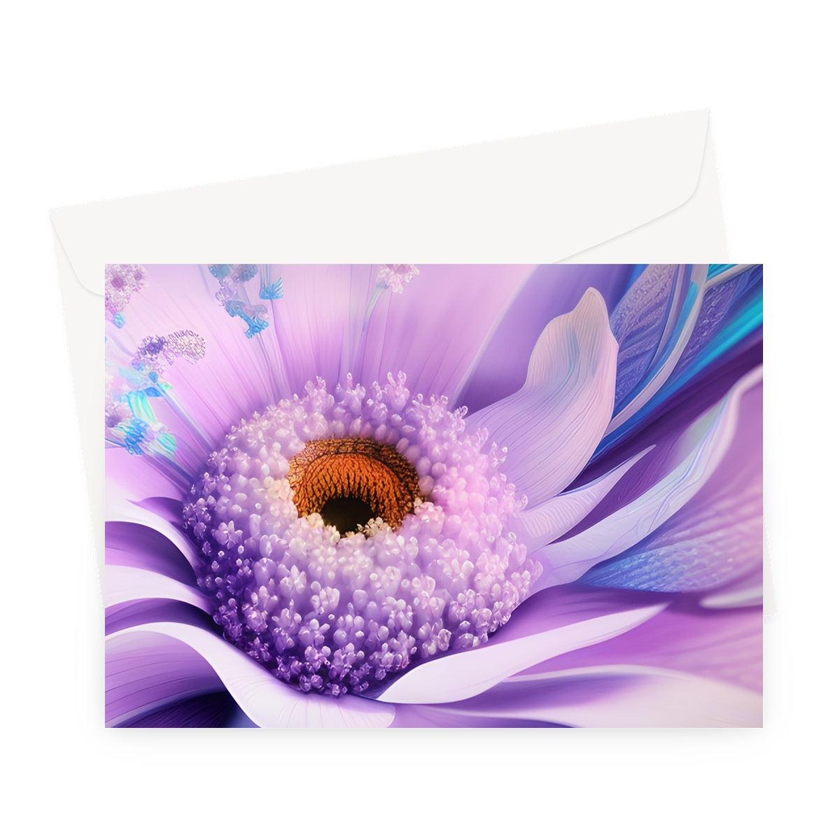 Lilac Blue Digital Flower Greeting Card